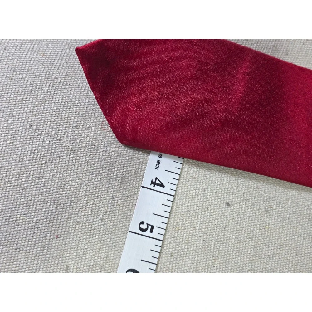 Wembley Mens Red Polka Dot Jacquard Satin Necktie Classic Formal Silk Blend Tie